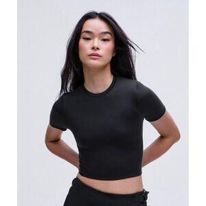 Lululemon Wundermost Ultra Soft Nulu Cropped T-shirt Black  Size XS